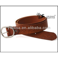 Brown Color 3.95cmW 94cmL Snake imprimé Western Cowhide Ceintures d&#39;homme en cuir véritable en gros BC4539G-1